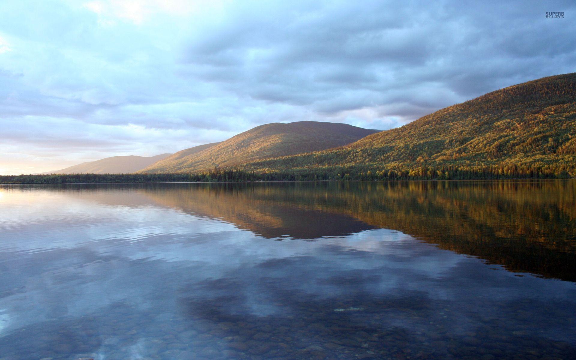 1920x1200 Calm Lake Stones Autumn Forest