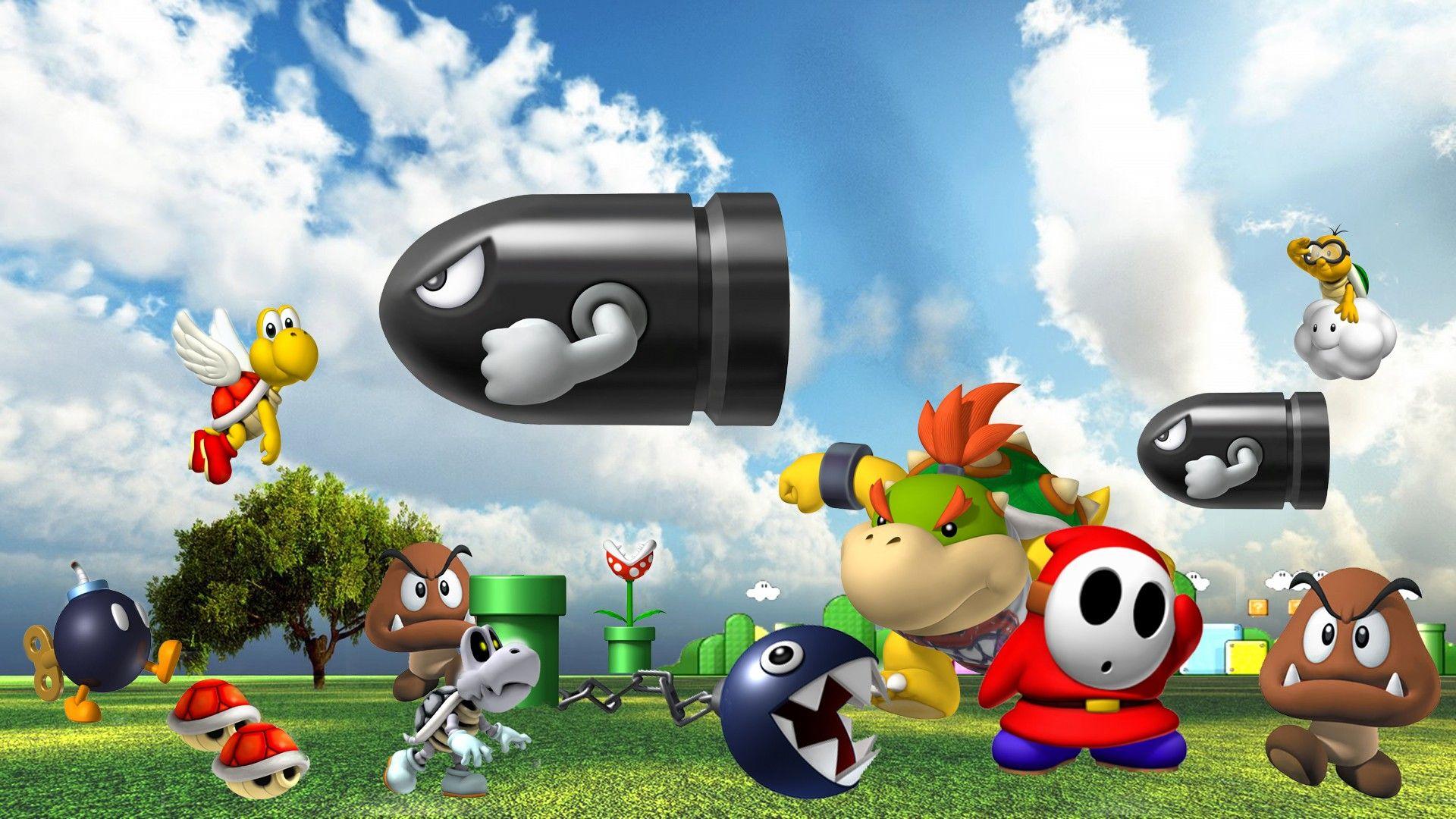 1920x1080 Bob Omb Bowser Jr Bullet Bill Chain .