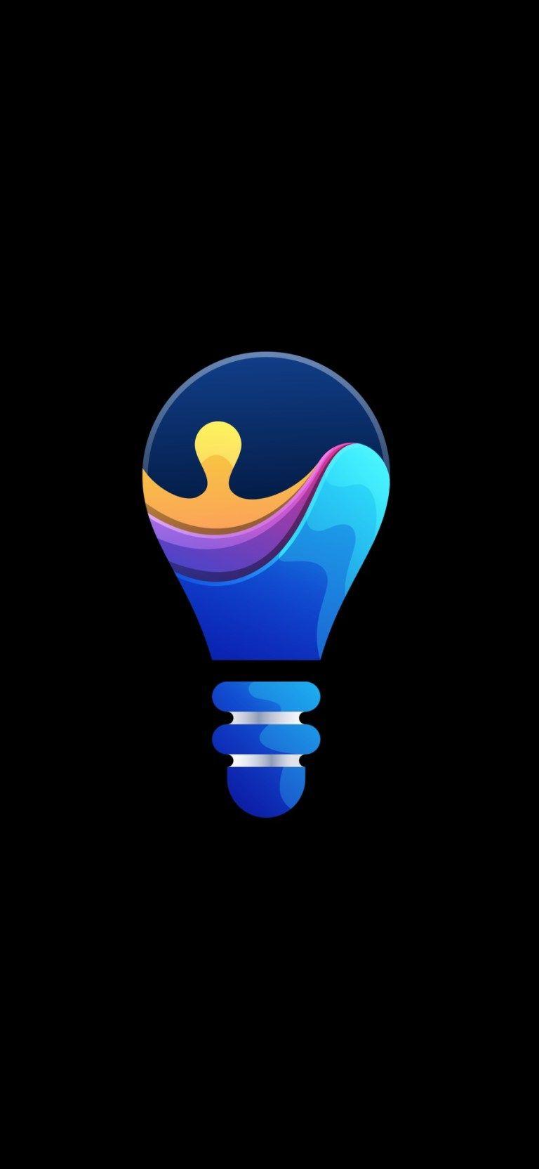768x1664 Bulb Illustration Dark Black Android .