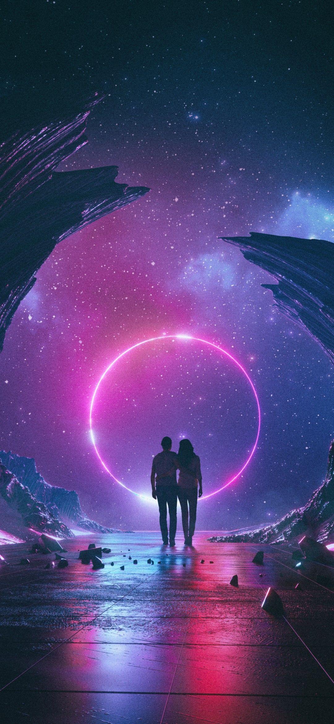 1080x2340 Couple 4K Wallpaper, Neon, Destiny .