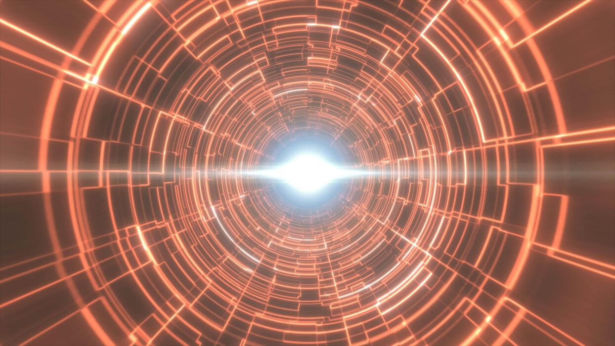 1244x700 Golden Yellow Light Tunnel With Bright Concentric Circles And Radiant Central Glow, Evoking A Futuristic, Digital Portal With An Immersive And Sci Fi Look Background