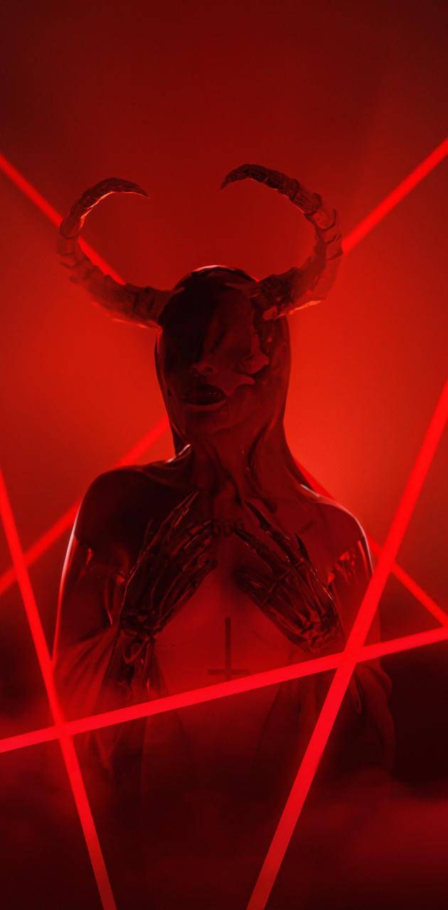 630x1280 Download Cool Devil Neon Red Wallpaper