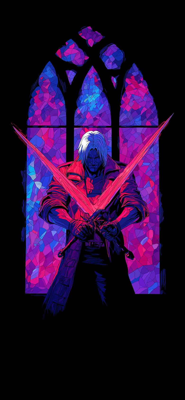 782x1692 Devil May Cry Dante Neon Swords Wallpaper
