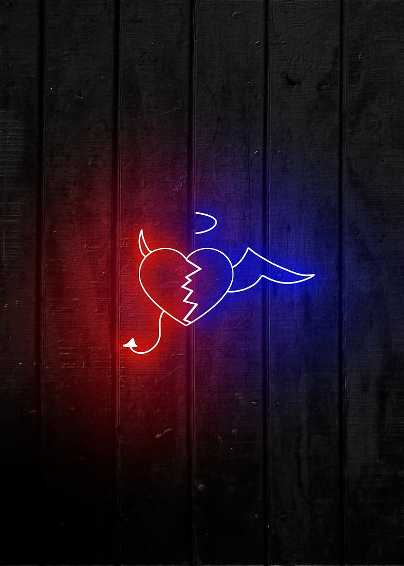 800x1120 Neon Love, Heart, automotive lighting, visual effect lighting, Devil, arafatEA, HD phone wallpaper