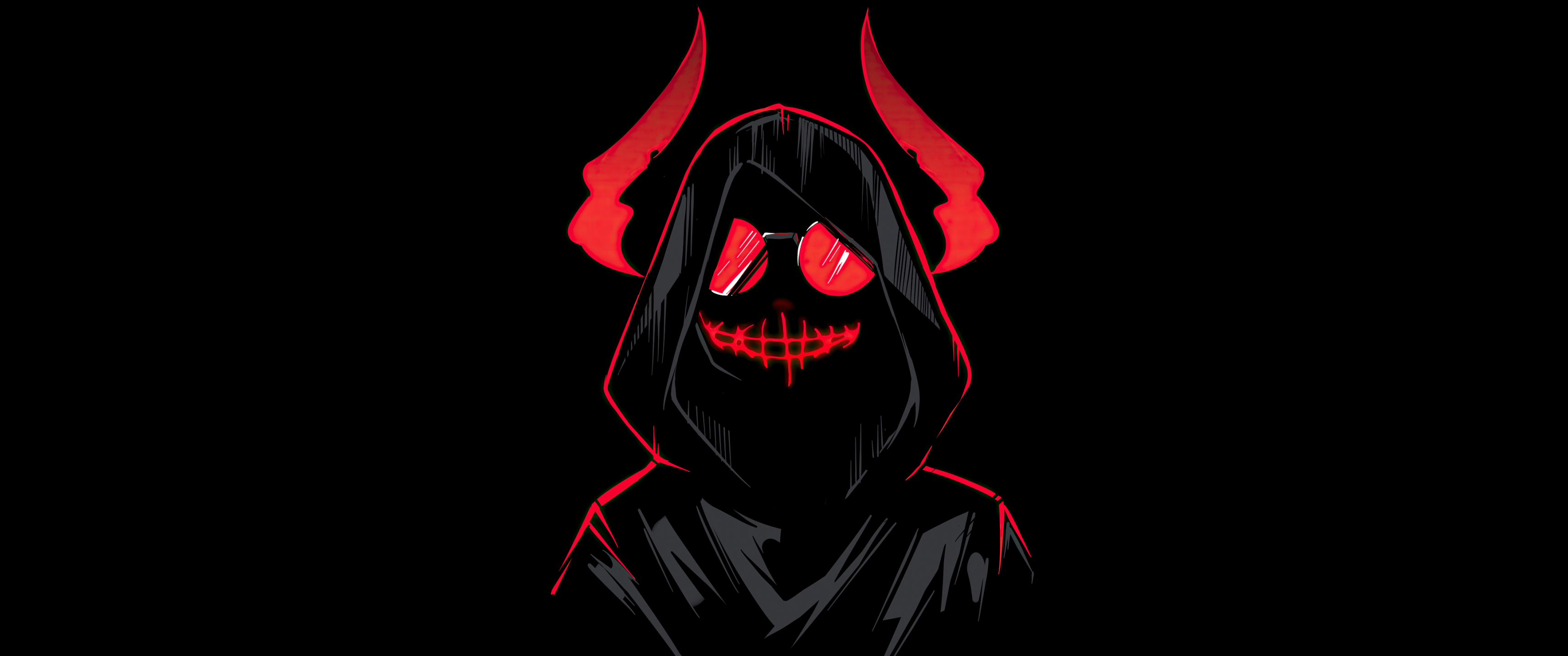 3440x1440 Spooky Wallpaper 4K, Devil, AMOLED, Black background