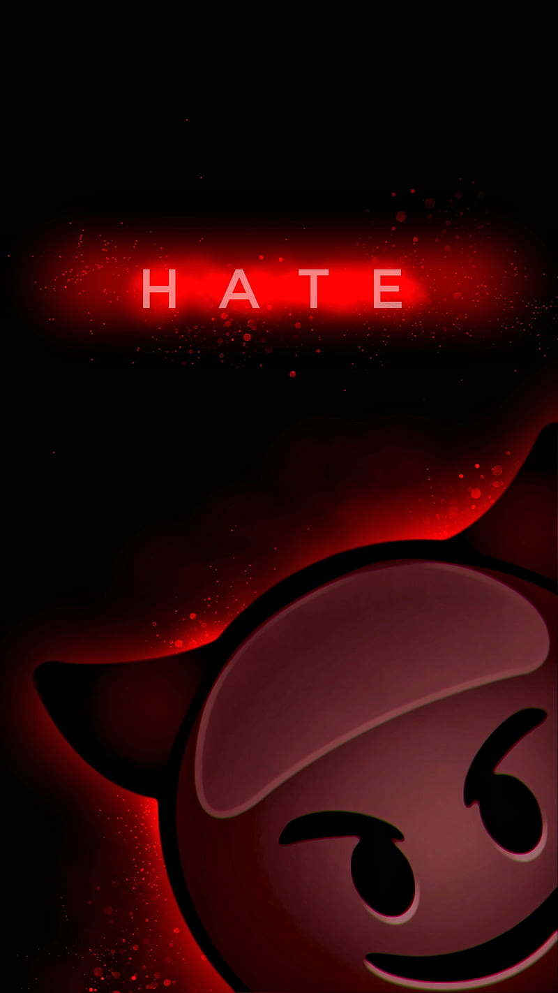 800x1422 Hate, Black, Demon, Red, blur, colors, kat, neon, smile, text, HD phone wallpaper