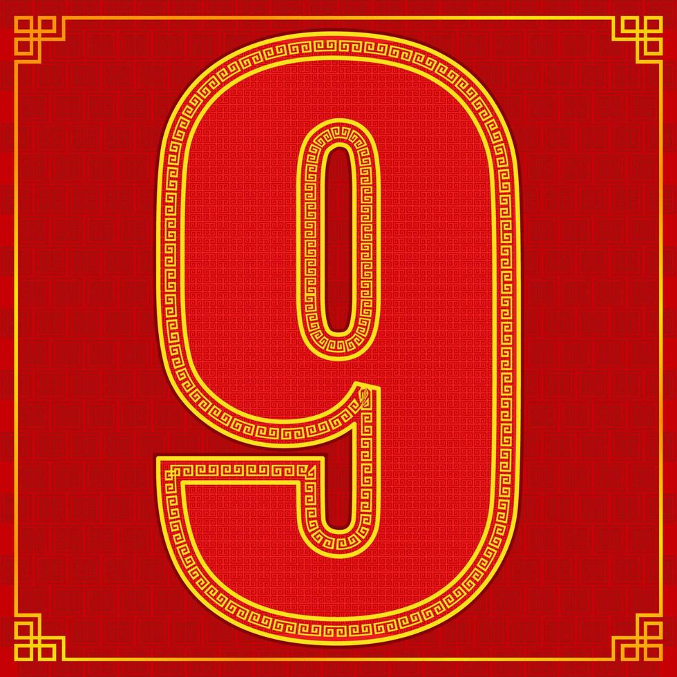 980x980 nine lucky number happy chinese new year style. vector illustration eps10