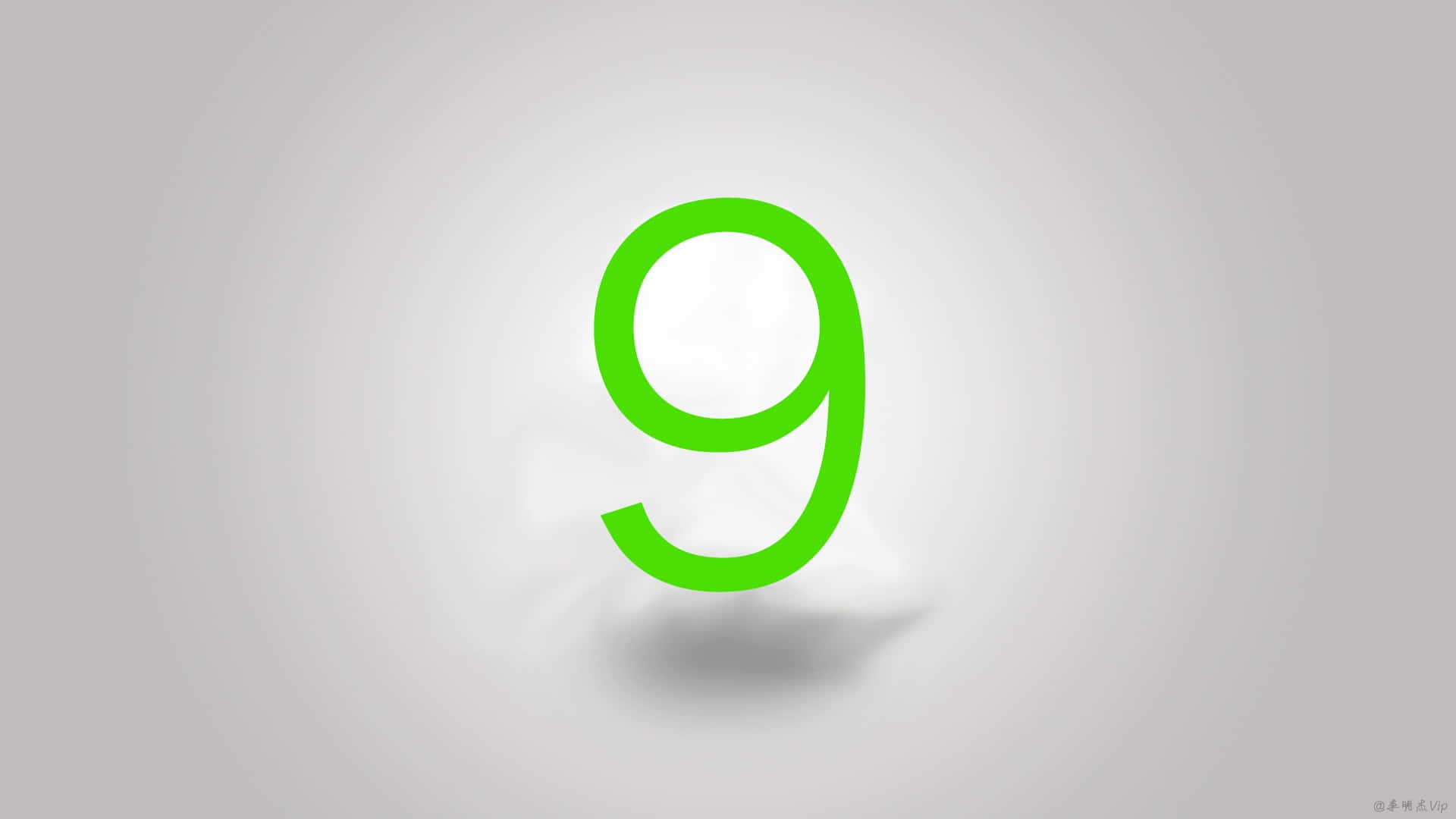 1920x1080 Download a green number 9 on a gray background Wallpaper