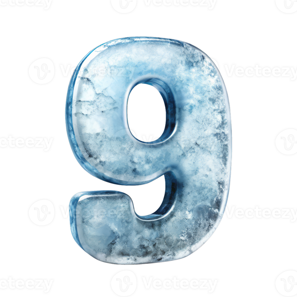 980x980 The number nine is made of ice and he is floating in the air 49391355 PNG