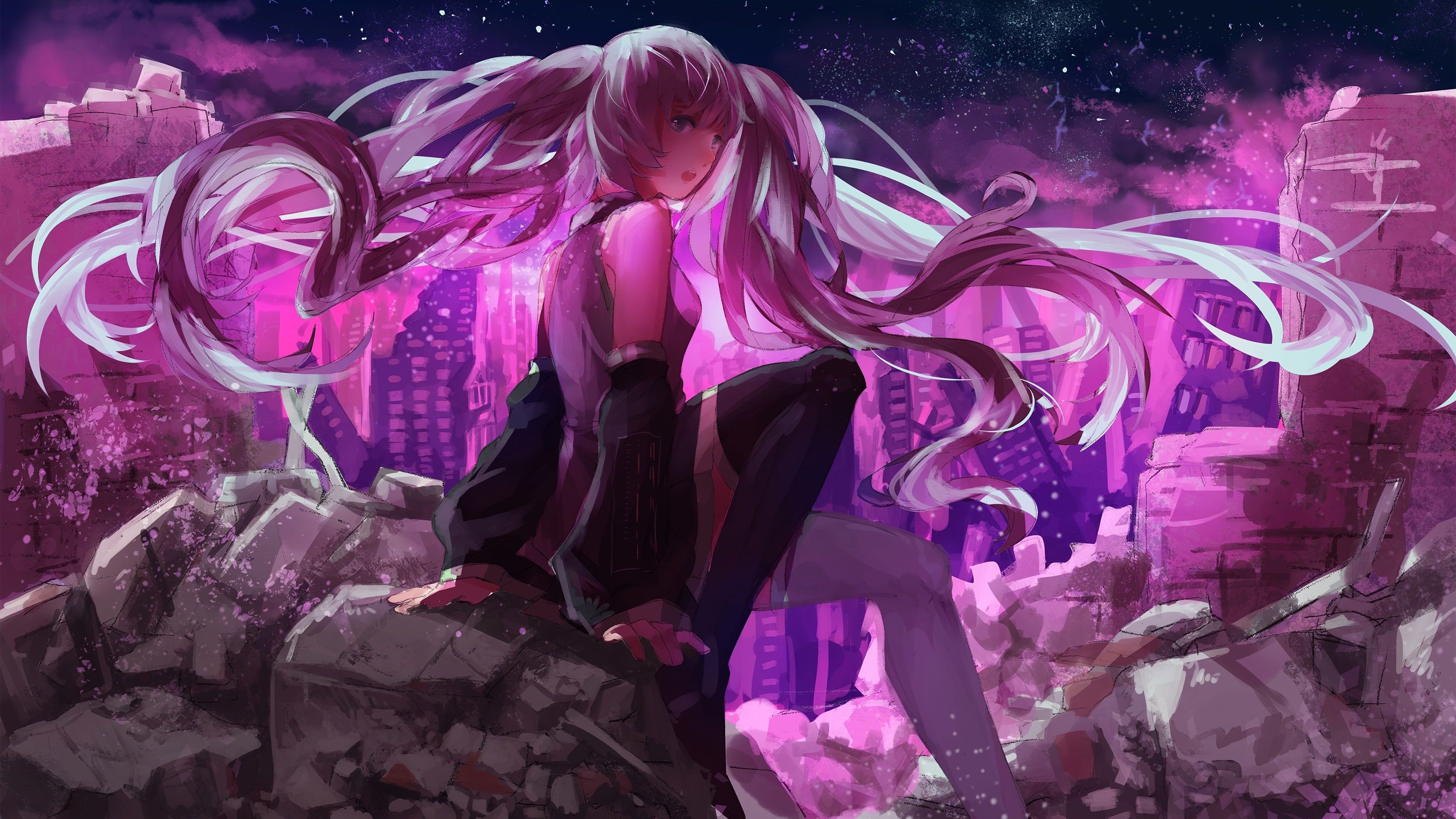 3840x2160 Hatsune Miku: Night City Fantasy