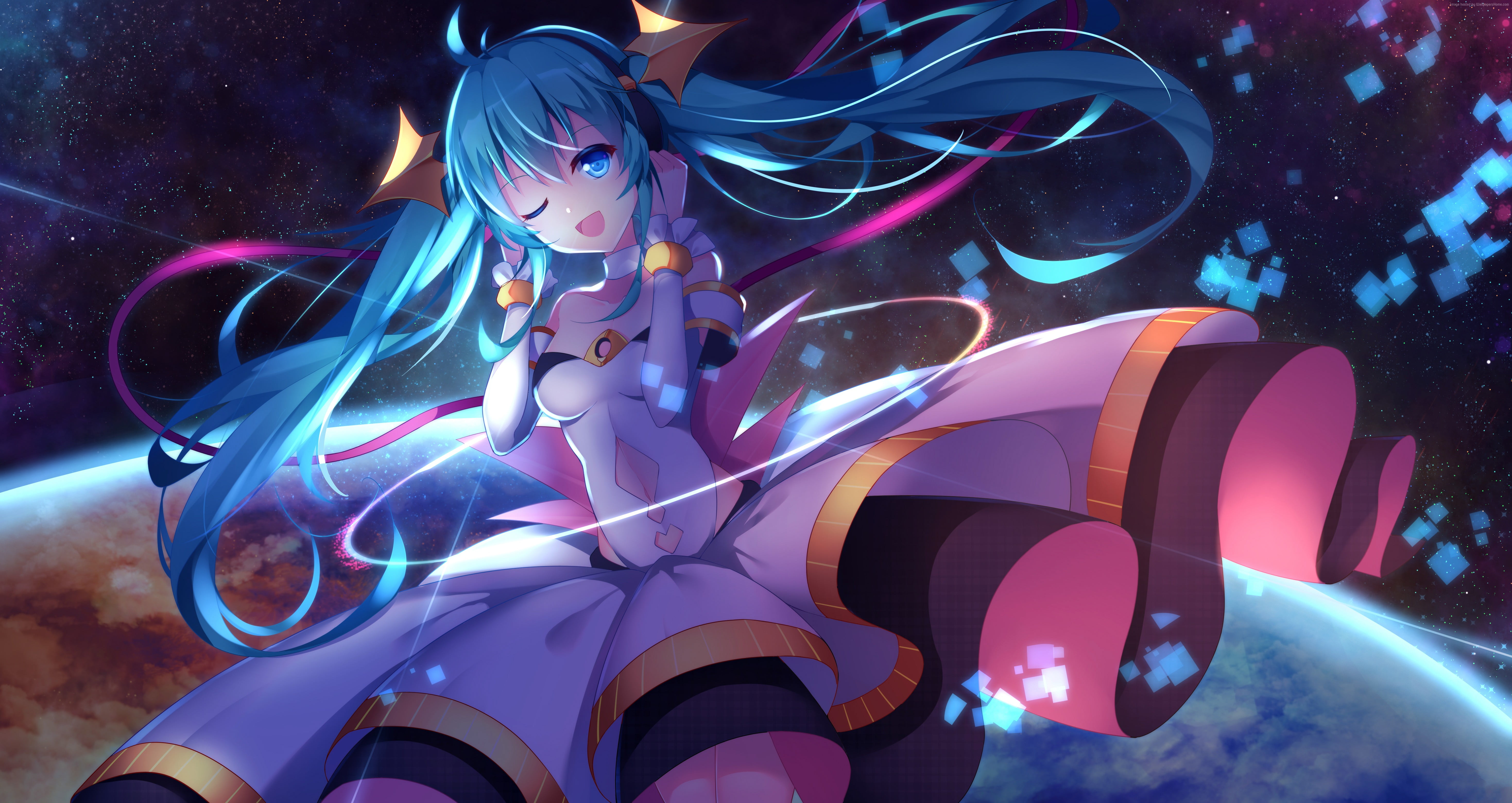 5872x3118 Female anime character, anime, Hatsune Miku, girl HD wallpaper
