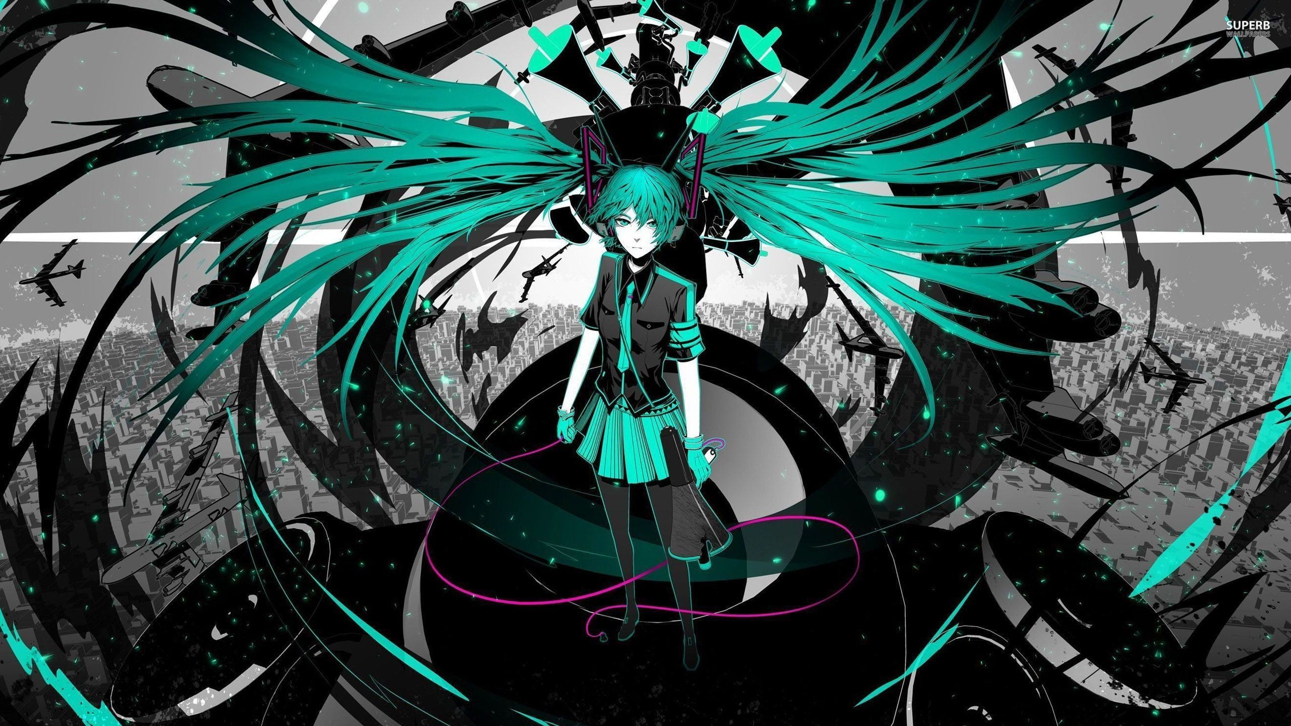 2560x1440 Hatsune Miku illustration, Hatsune Miku, Vocaloid HD wallpaper