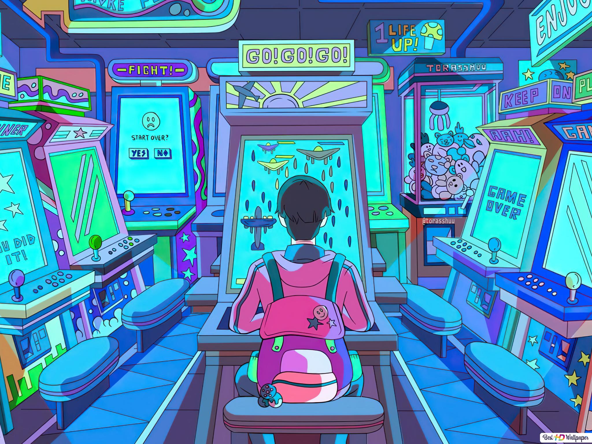 2048x1536 Anime Arcade Aesthetic Wallpaper
