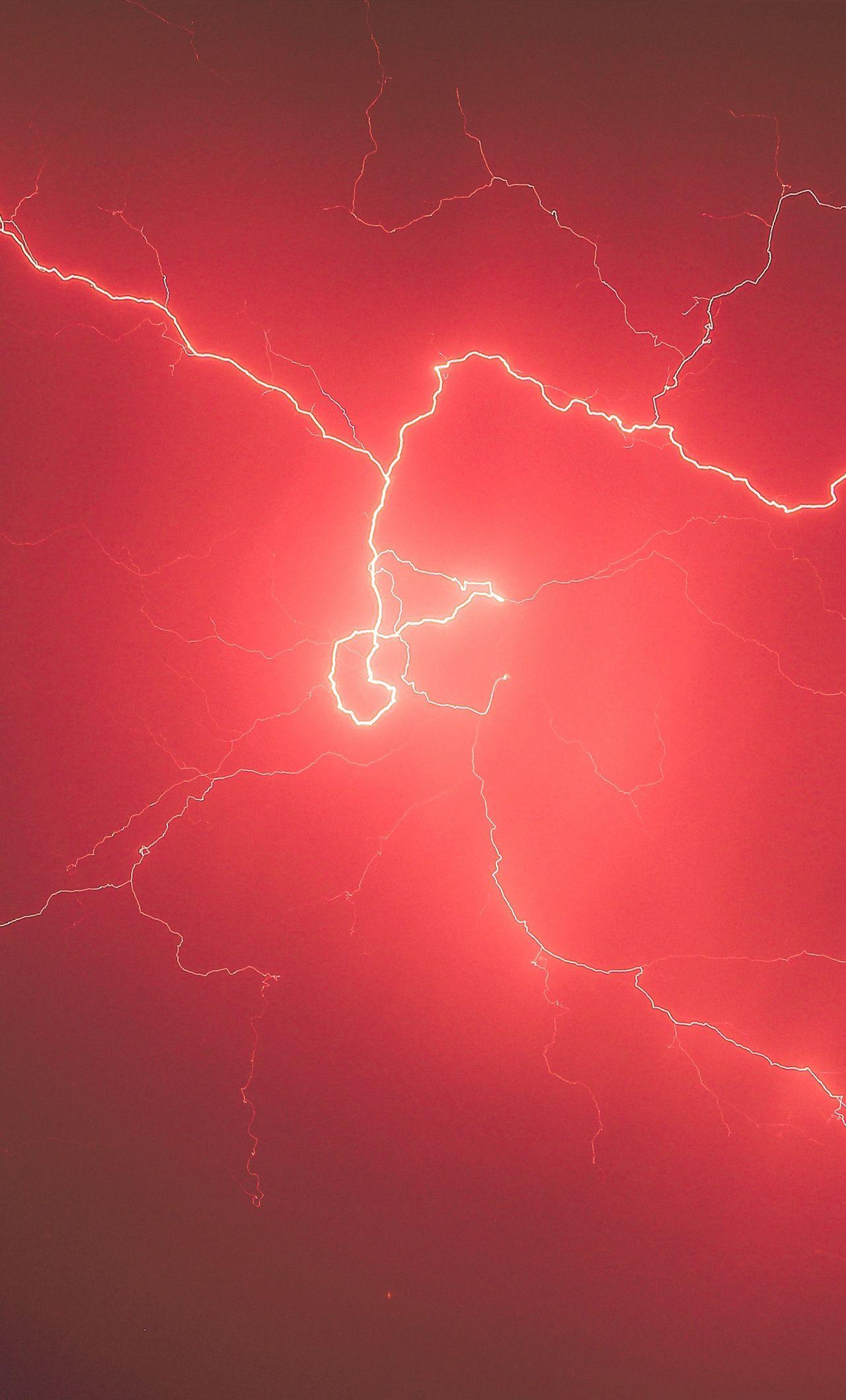 1280x2120 Lightning Storm Red Sky 5k .