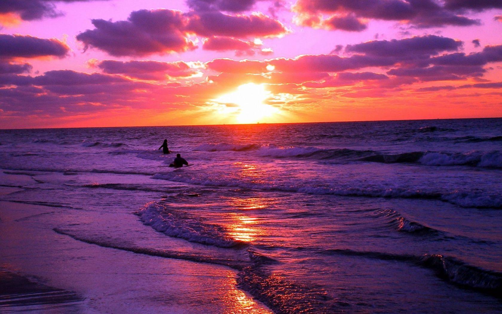 1680x1050 Free download purple beach sunset .