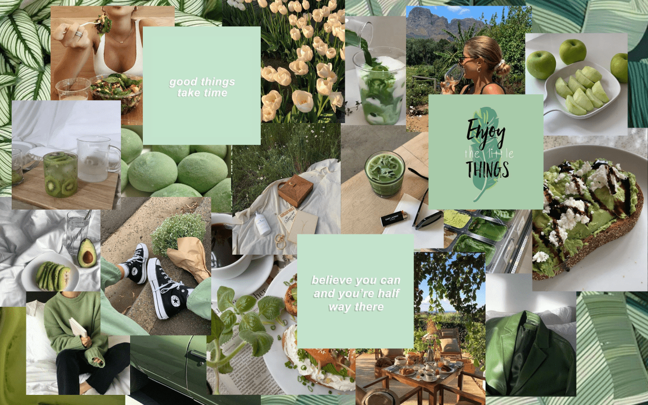 Aesthetic Sage Green Background Collage - Shop for sage green art from