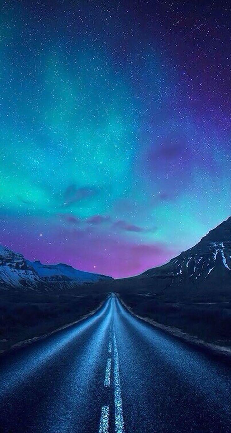 744x1392 Purple And Blue Sky With Stars HD Wallpaper