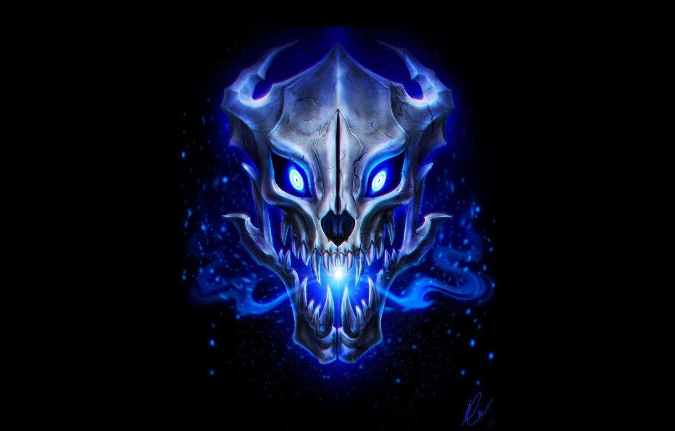 1332x850 Photo Wallpaper Skull, Black Background .