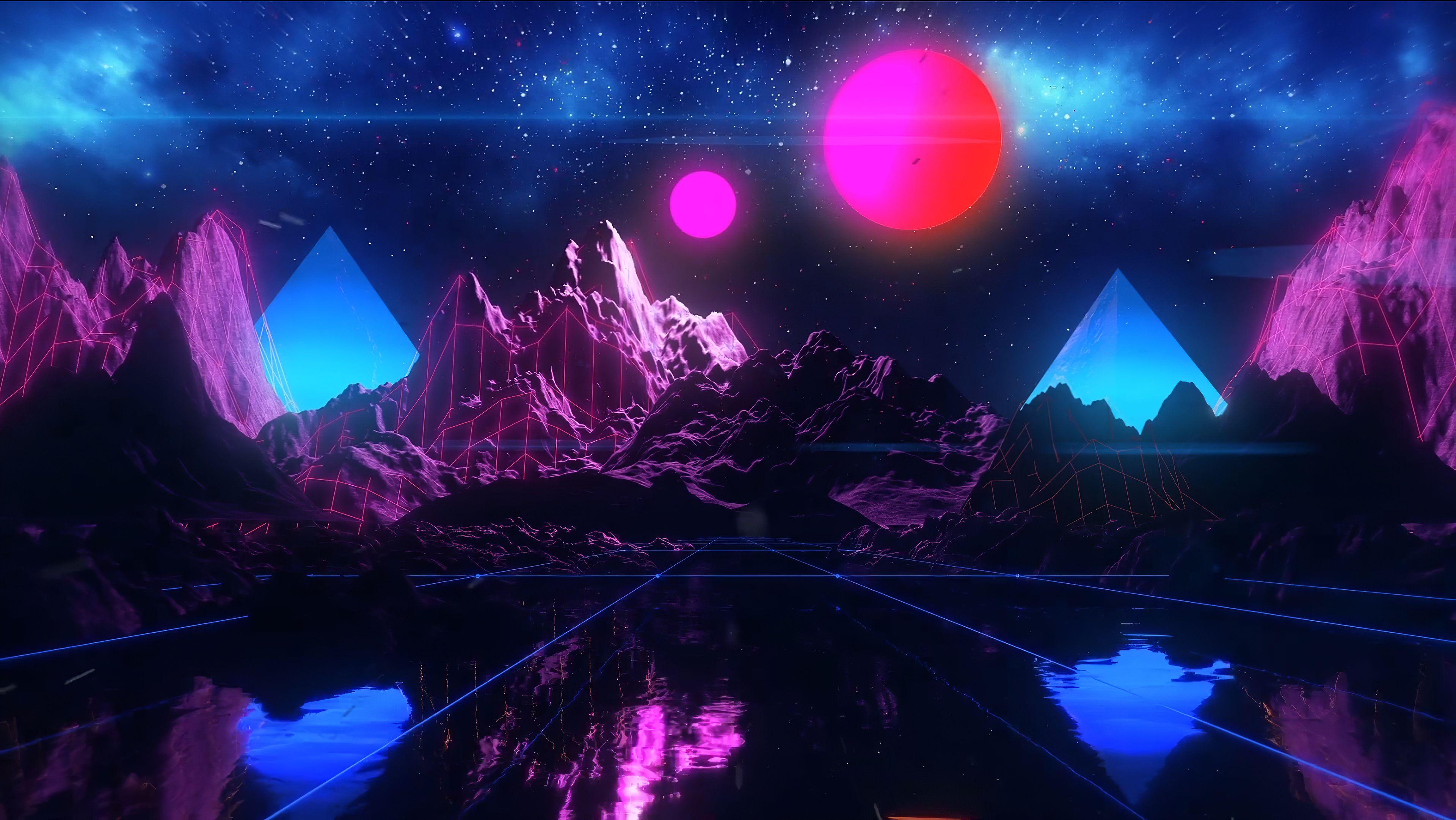 3840x2162 Retro Vapor Wave 4k 1440P Resolution .