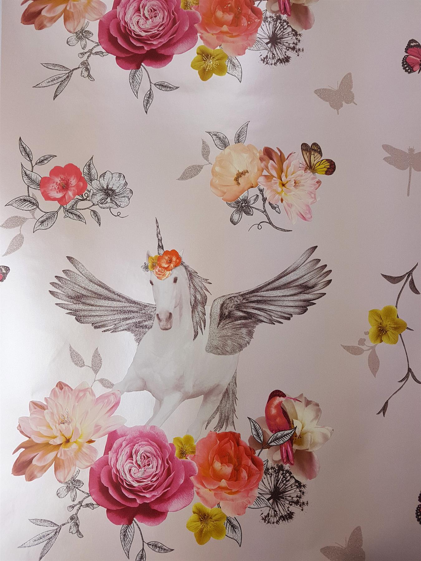 1350x1800 Arthouse Pink Unicorn Glitter Wallpaper .ebay.com · In stock