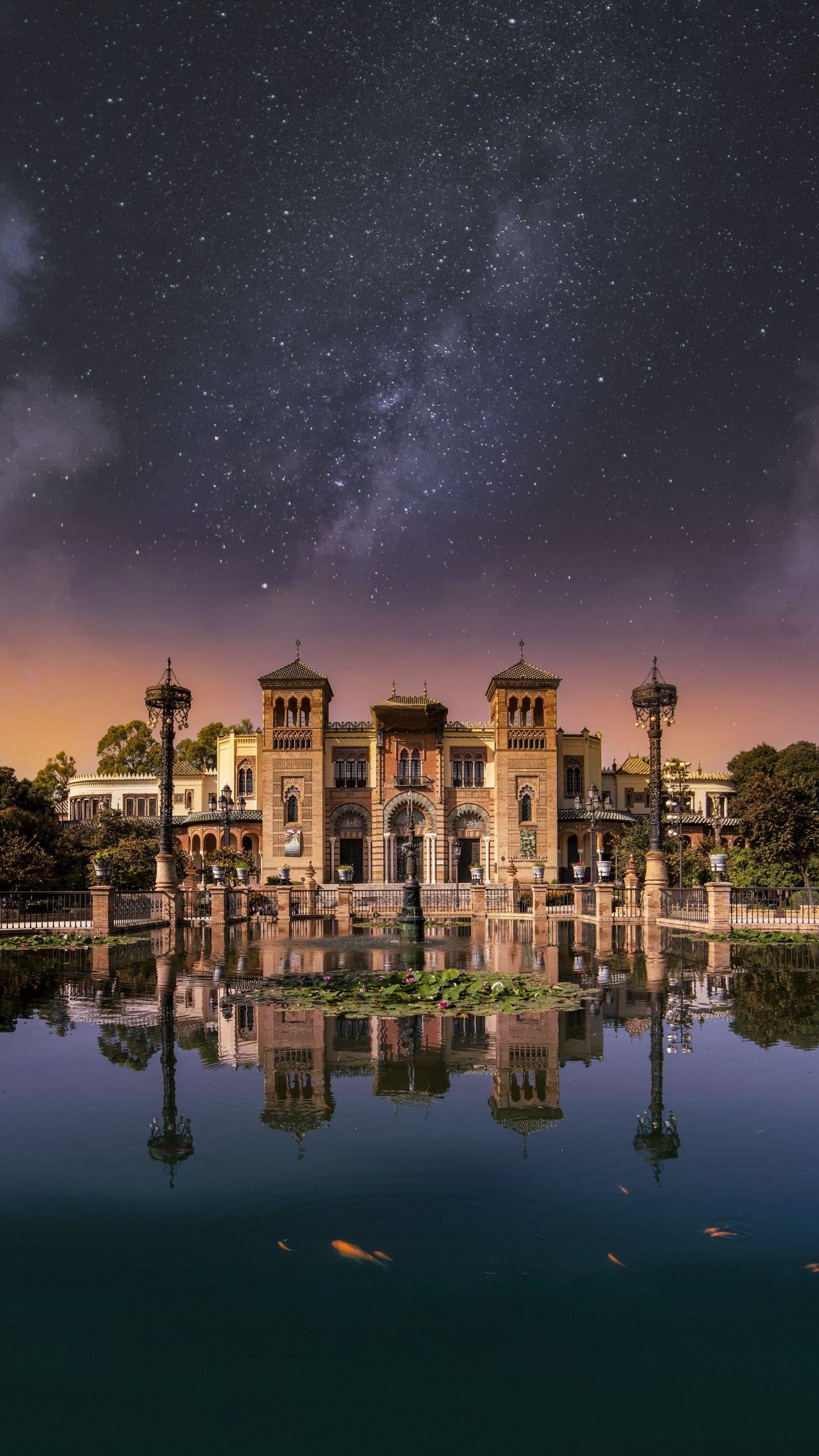 1440x2560 Castle 4K Wallpaper, Water, Fountain .