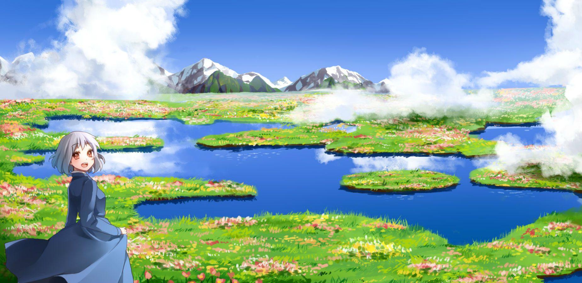 1849x900 Howls moving castle clouds flowers .