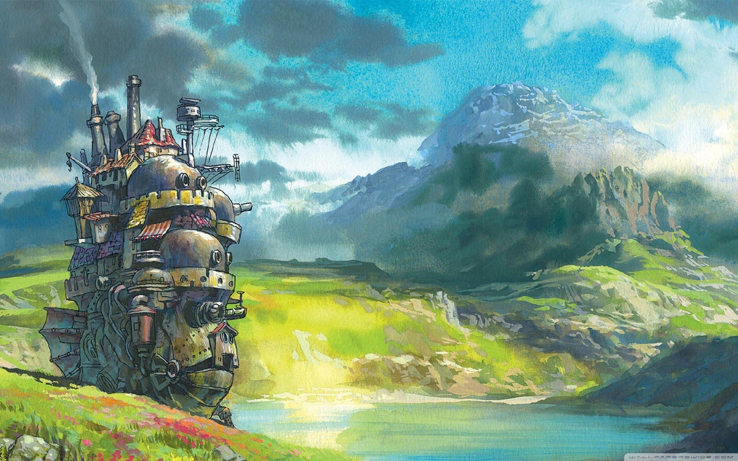 2560x1600 Drawing Moving Castle Wallpaper .