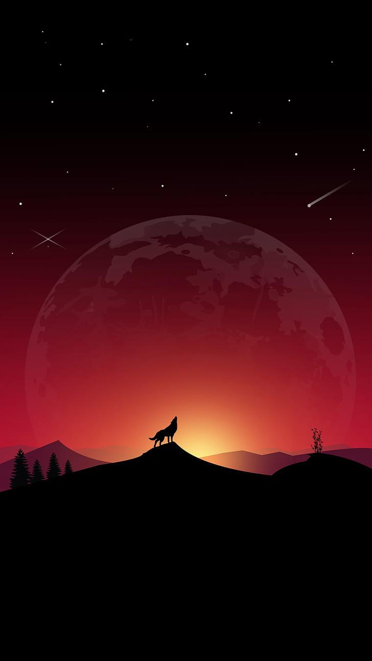 728x1294 Red Moon Wolf Wallpaperwallpaper.dog