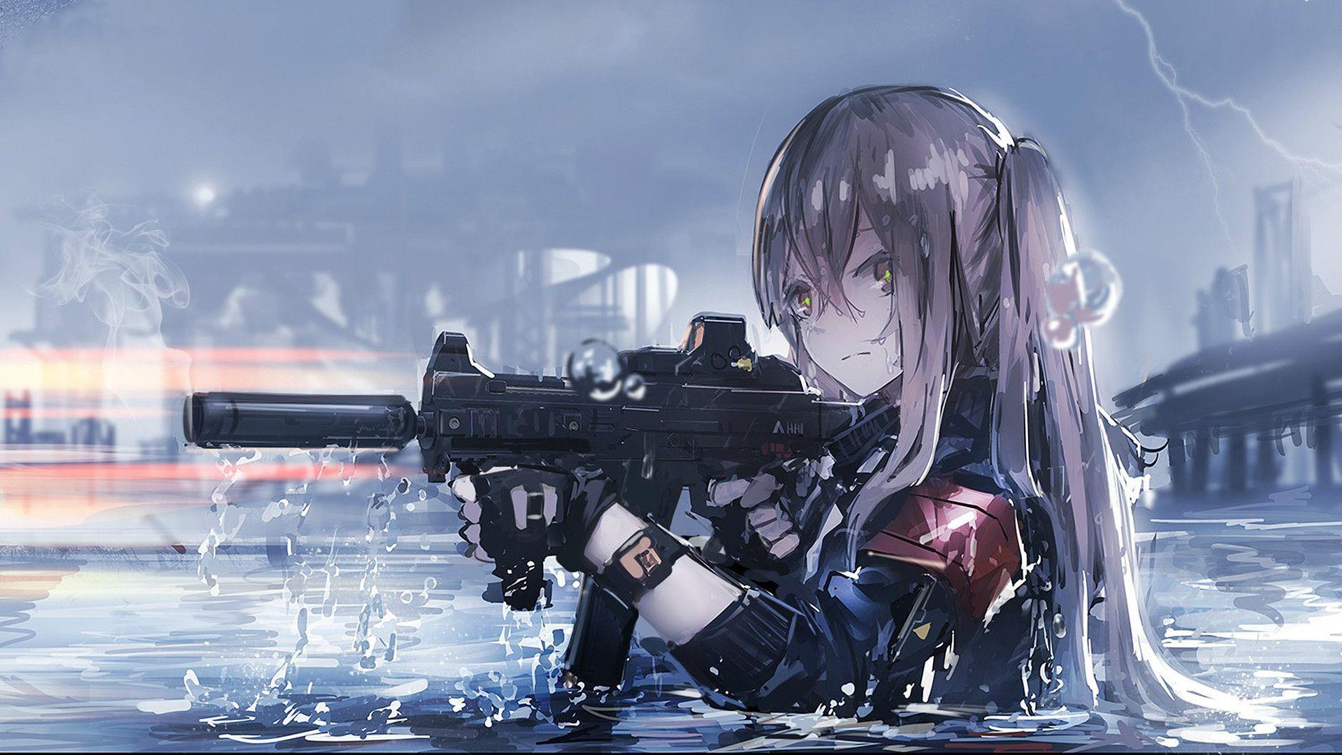 1920x1080 Anime Girl And Boy Battlefield Wallpaper