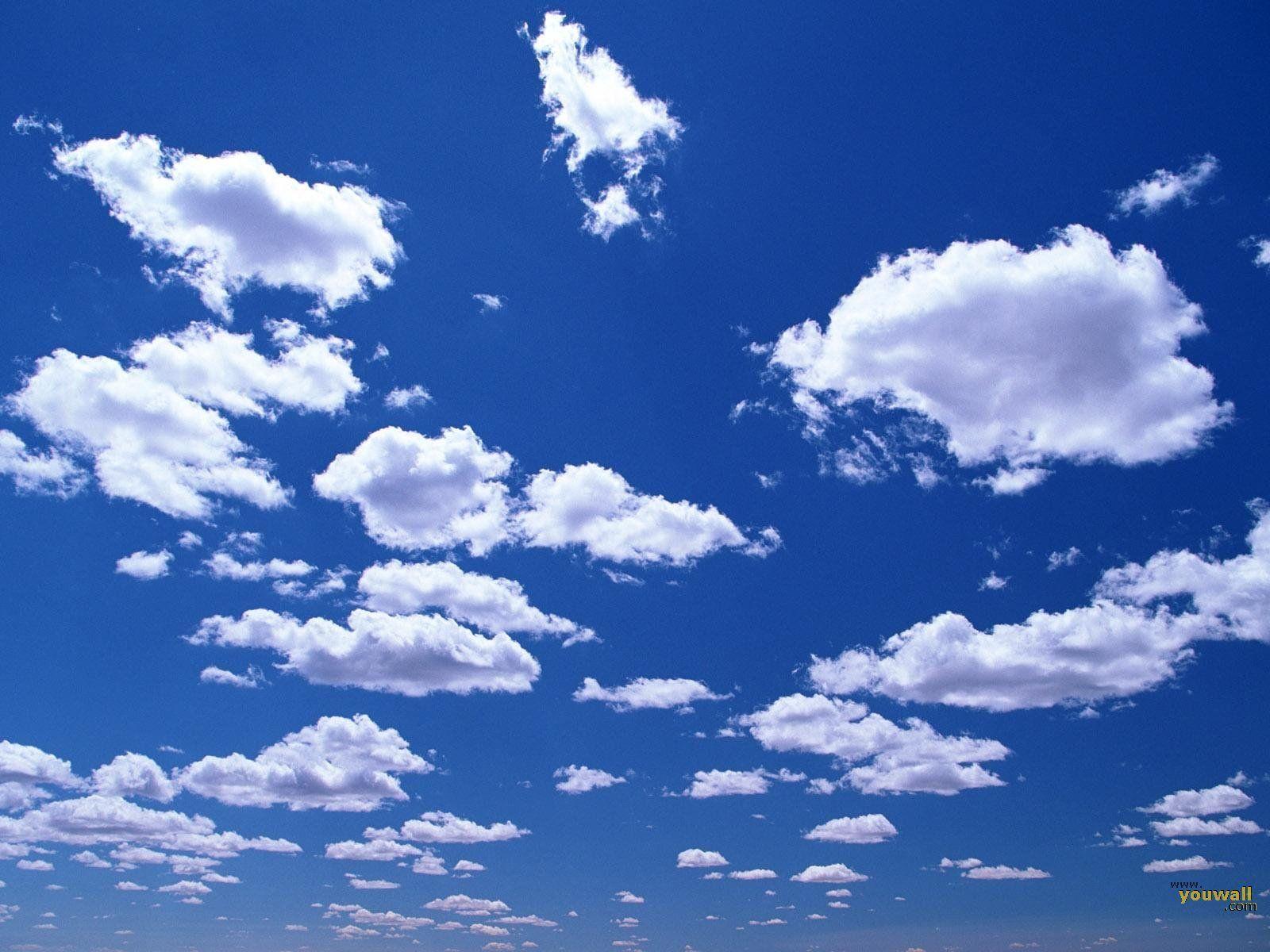 light blue background with clouds