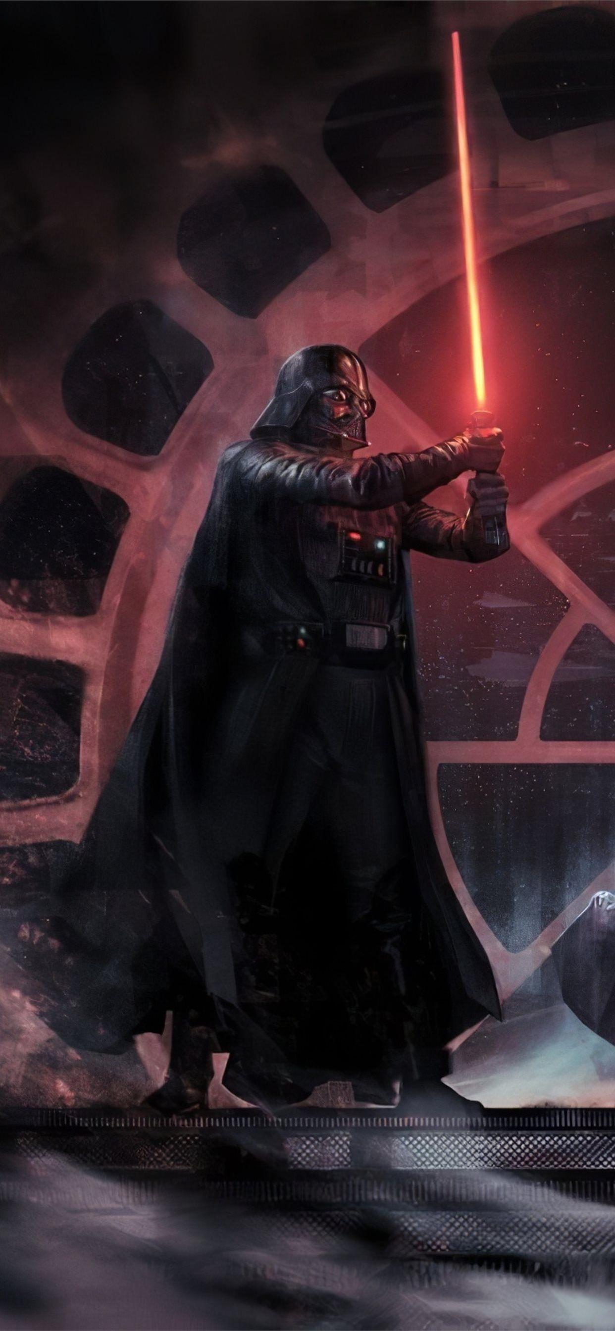 1242x2688 darth vader vs luke skywalker iPhone X Wallpaper Free Download