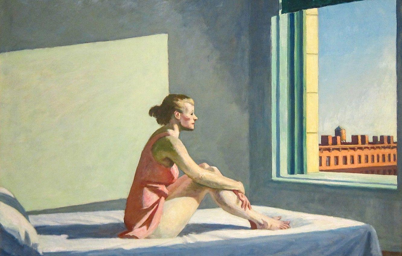 1332x850 Wallpaper Edward Hopper, Morning Sun .