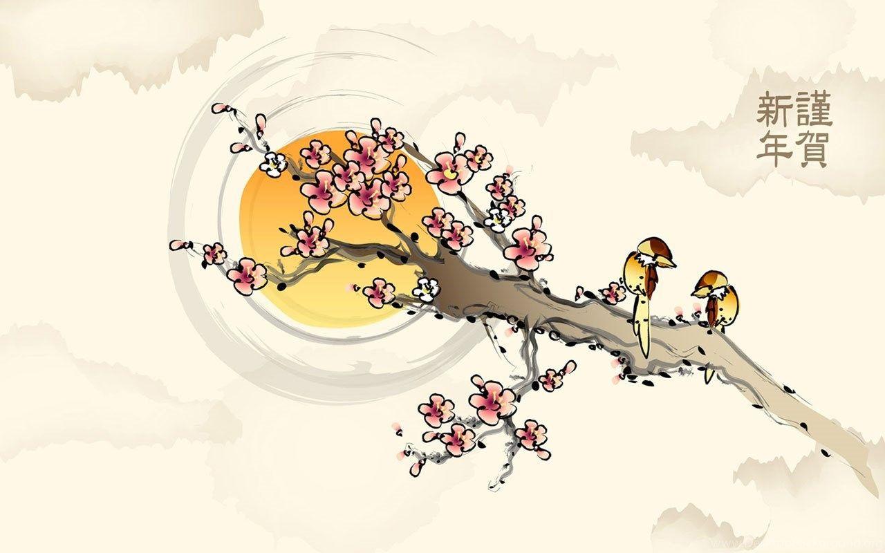 1280x800 Chinese New Year Art Cards Ink 7 － Paintings Wallpaper Free