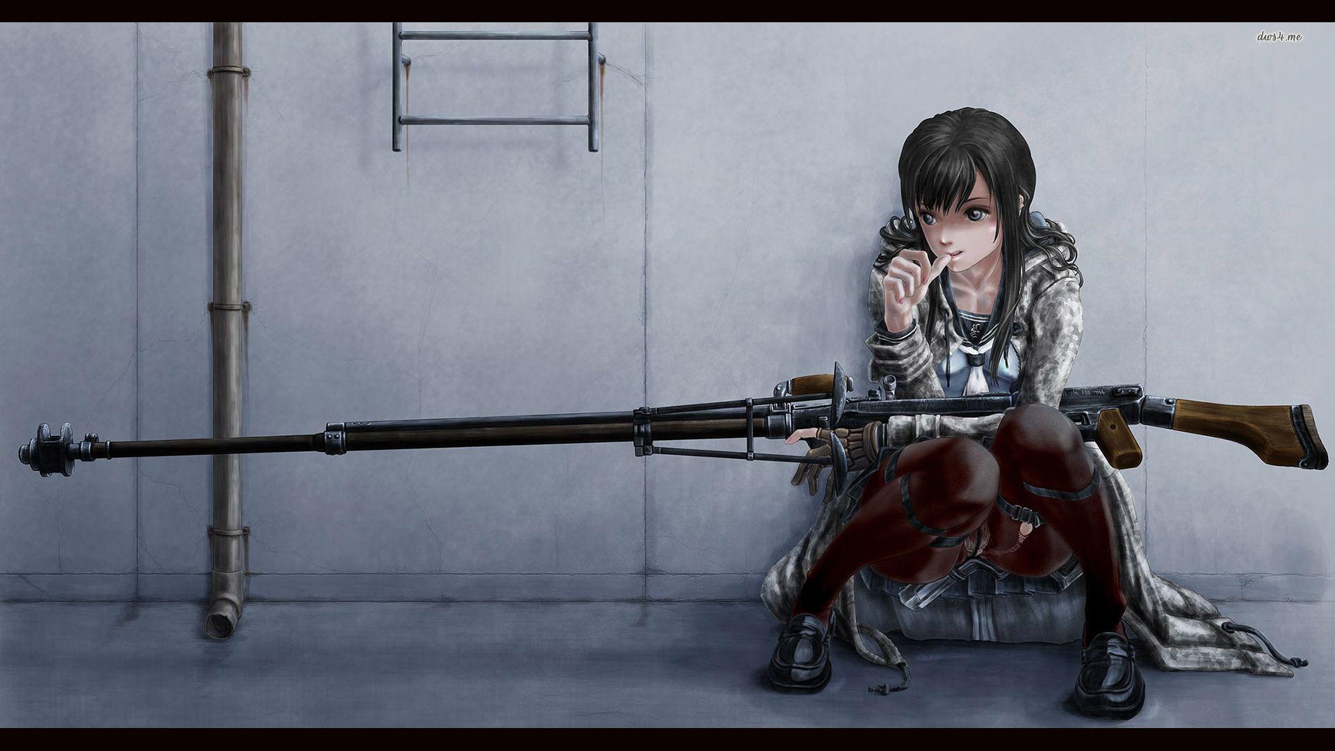 1920x1080 Anime Sniper Wallpaper