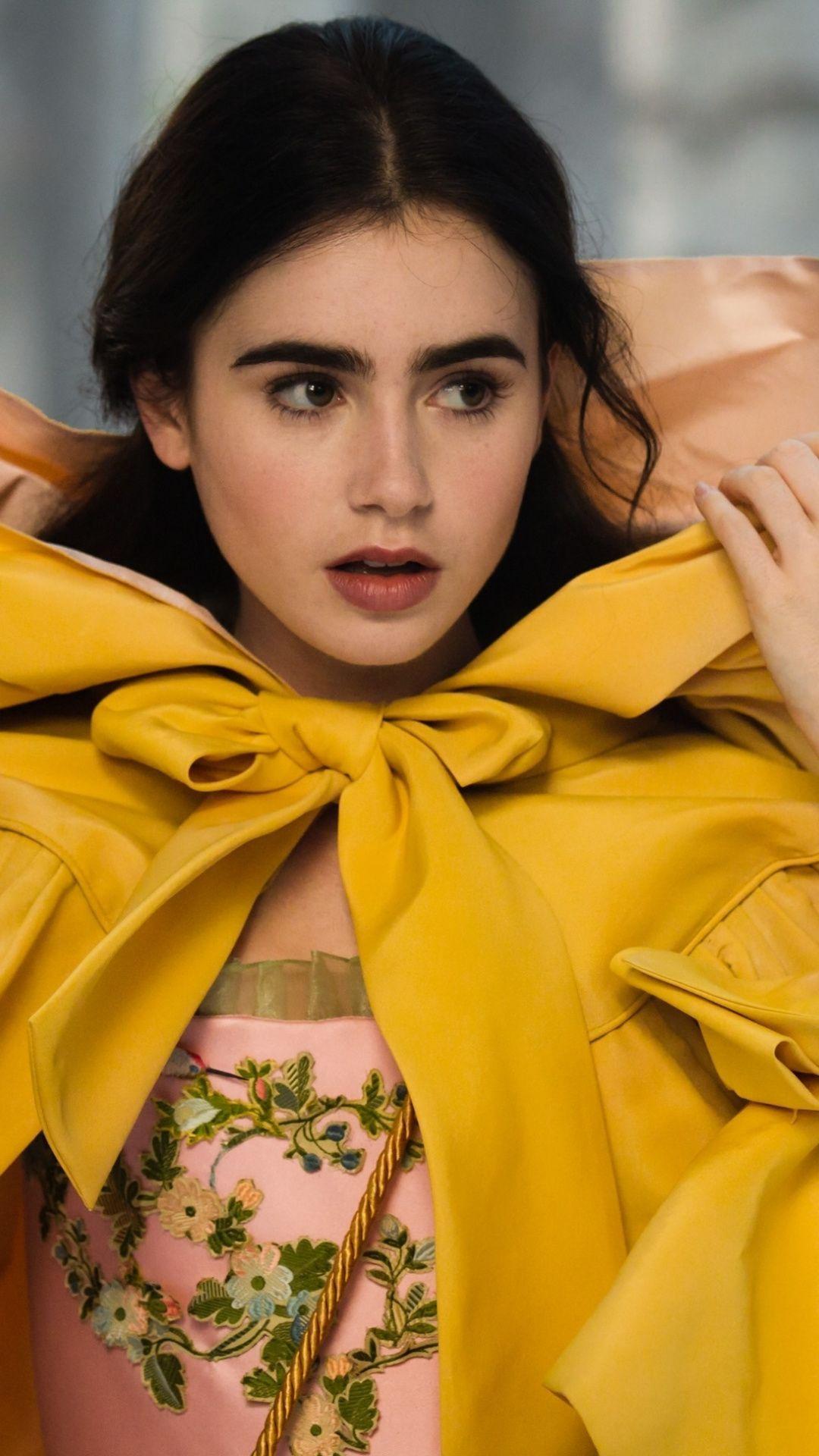 1080x1920 Lily Collins, curious, yellow hood .com