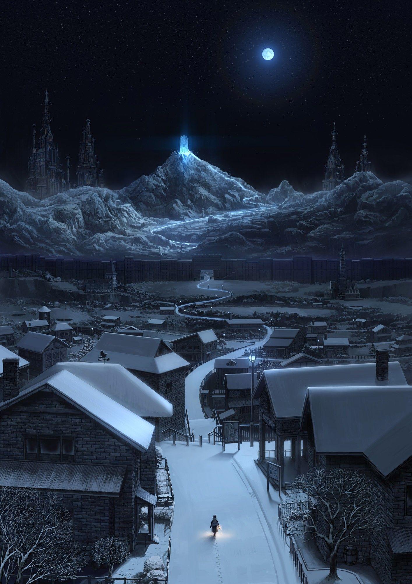 1414x2000 landscapes, winter, snow, night, tower .sf.co.ua
