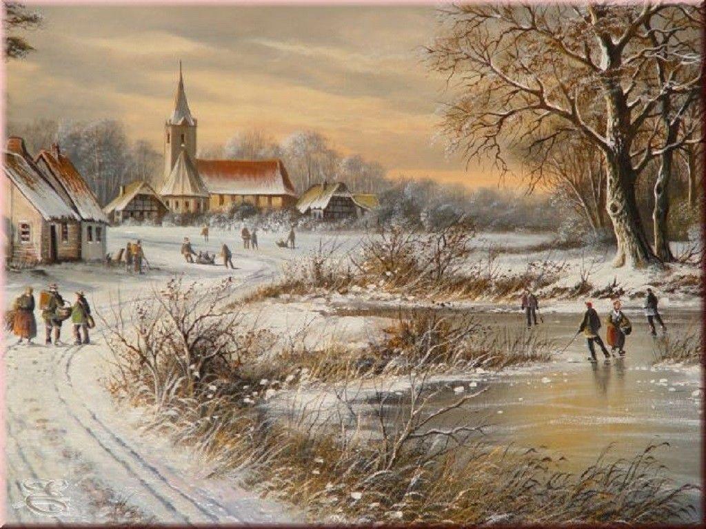 1024x768 Winter: Time Winter Ice Snow Painting HD Wallpaper for HD 16:9 High