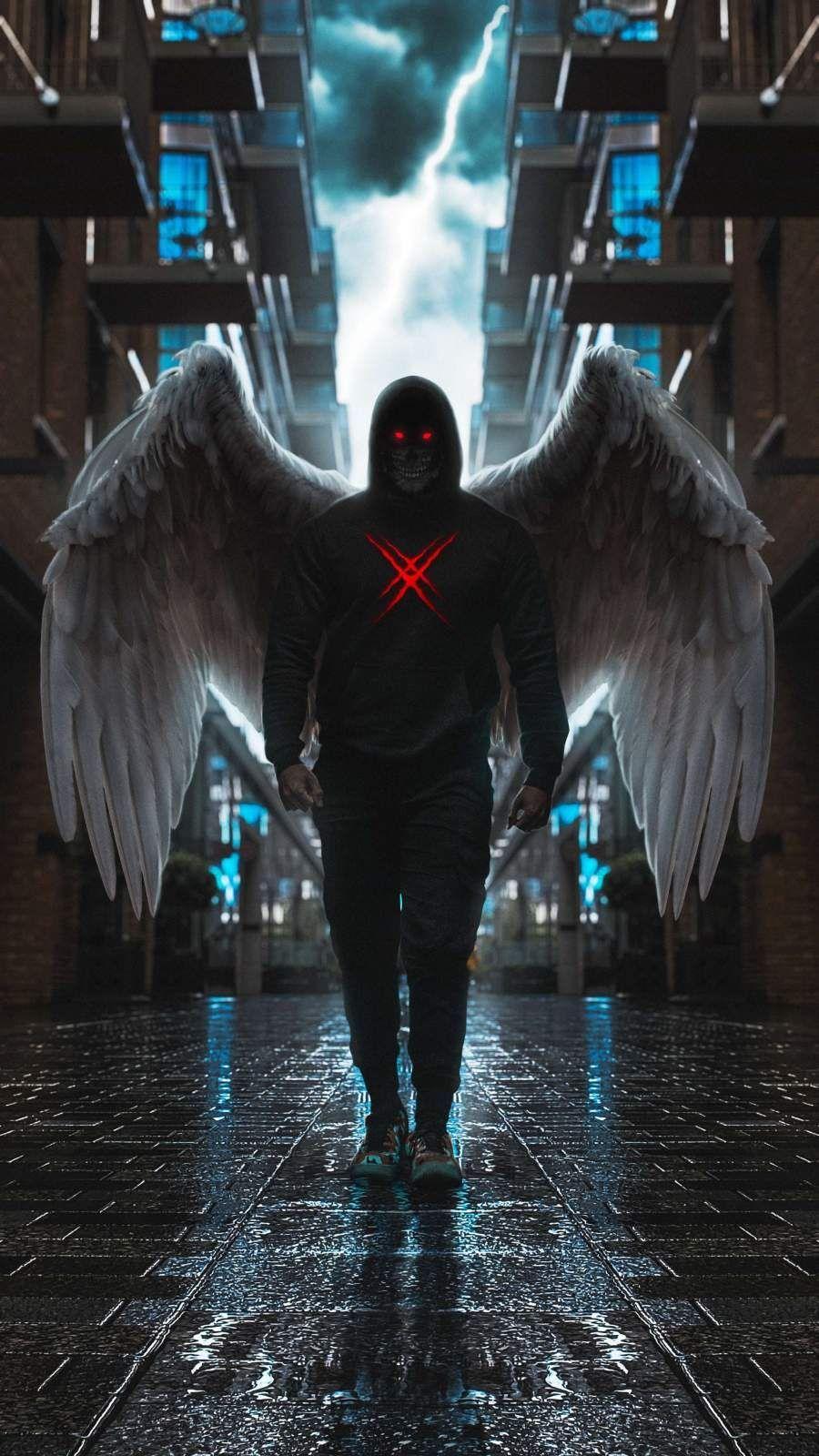900x1600 Skull Angel iPhone Wallpaper. Superhero wallpaper, Joker iphone wallpaper, Dark fantasy art
