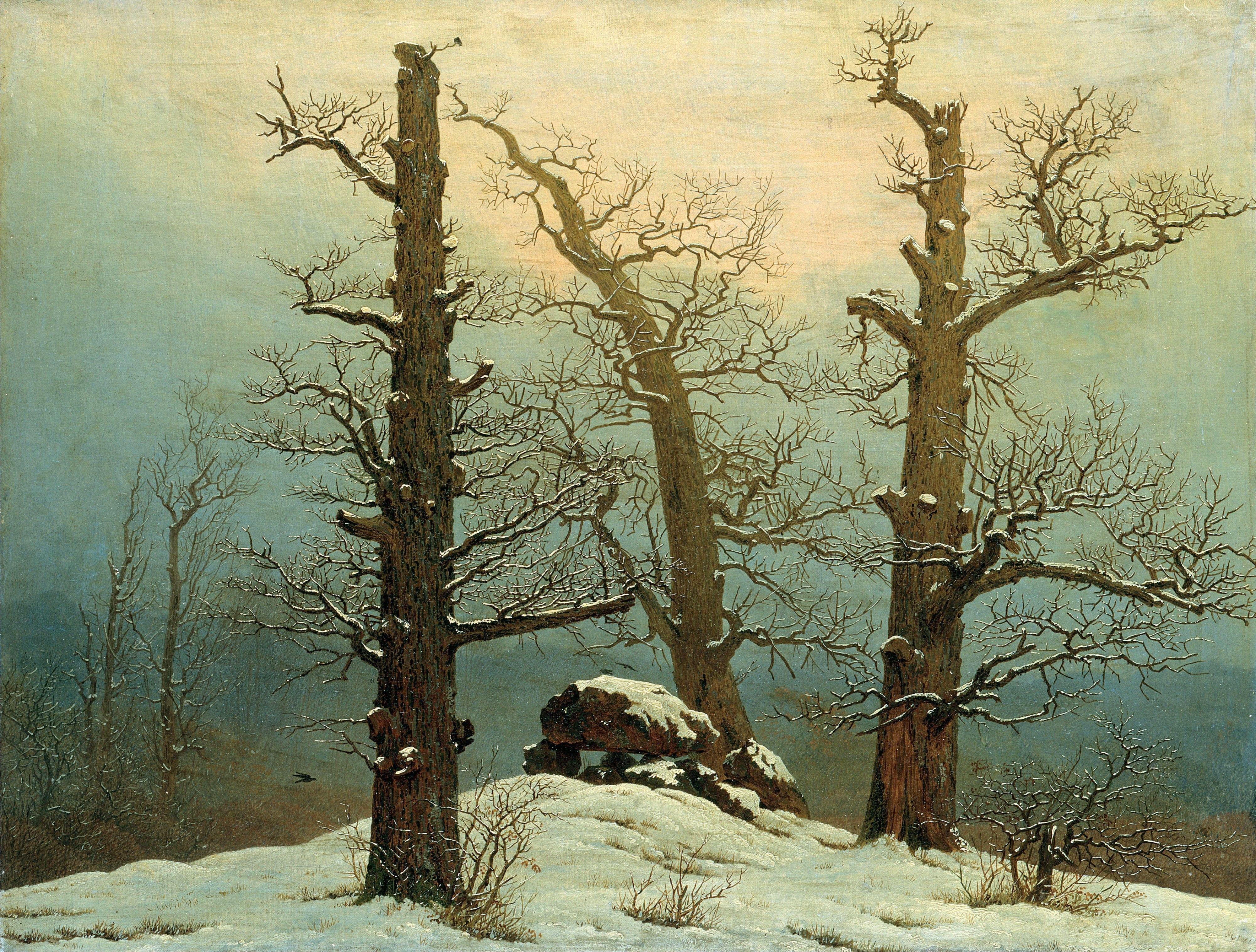 4000x3033 Trees: Artwork Painting Snow Winter Nature Wallpaper For Galaxy S5