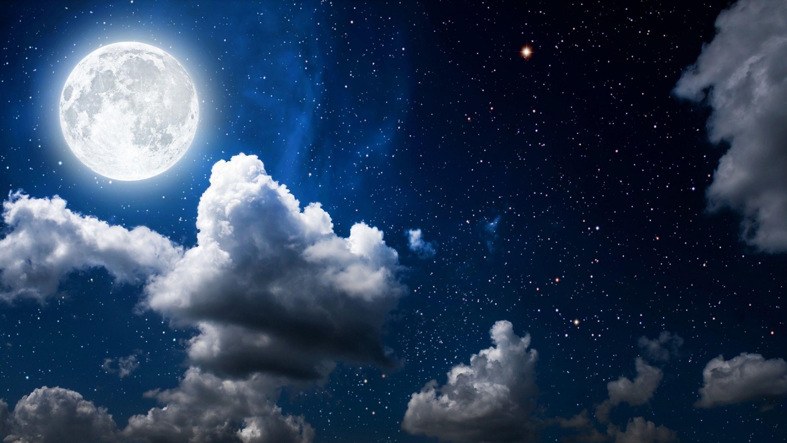 2560x1440 Moon Clouds Dark Sky Wallpaper In Jpg .all Free
