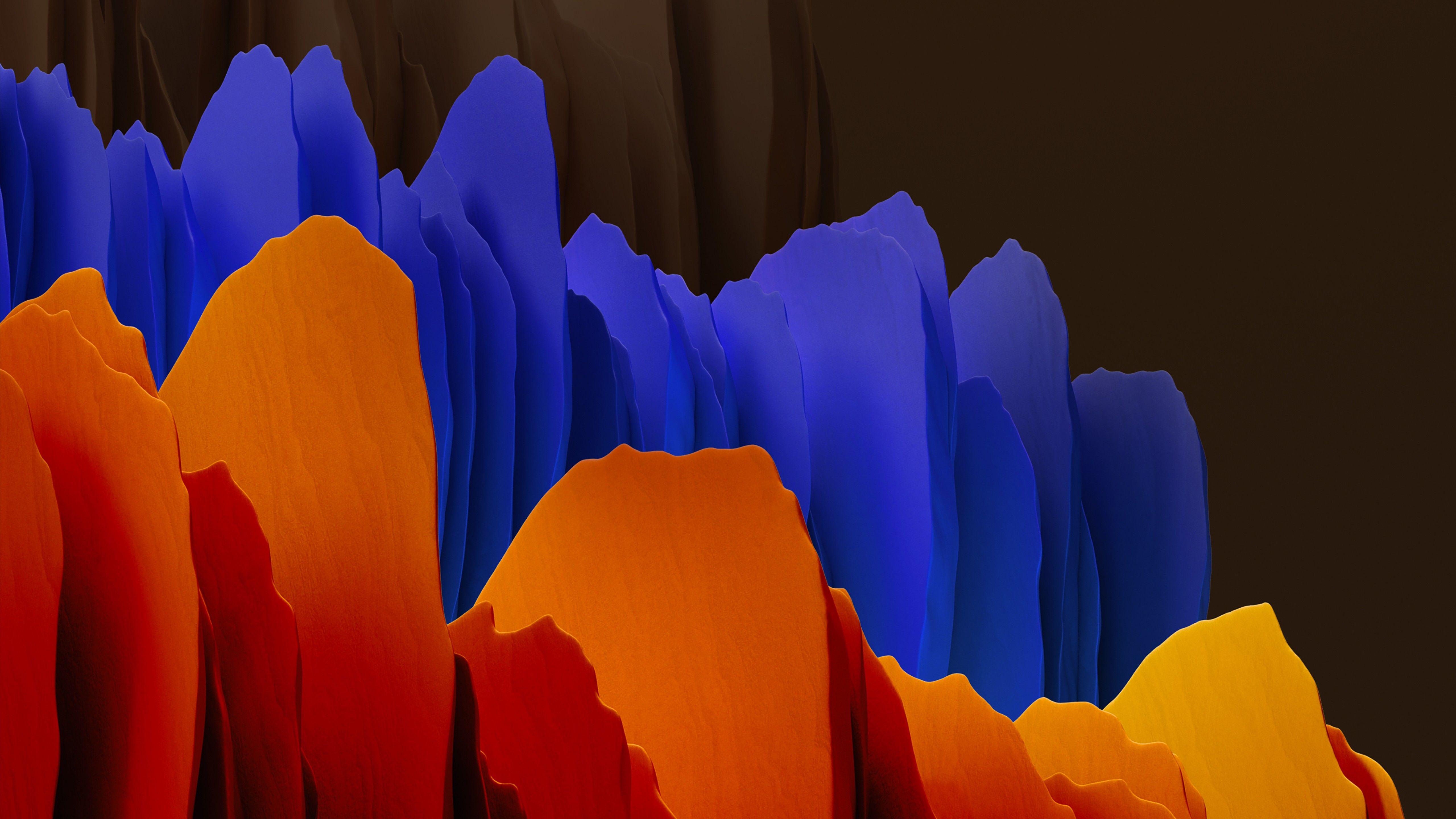 5120x2880 Samsung Galaxy Tab S7 Wallpaper 4K, Orange, Blue, Dark, Stock, Abstract
