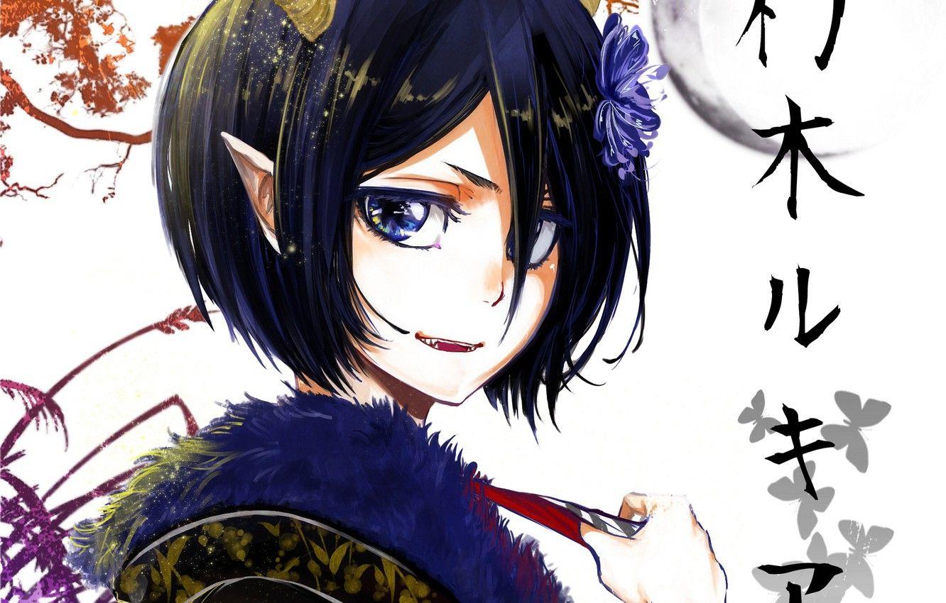 1332x850 Wallpaper girl, the demon, horns .anime.