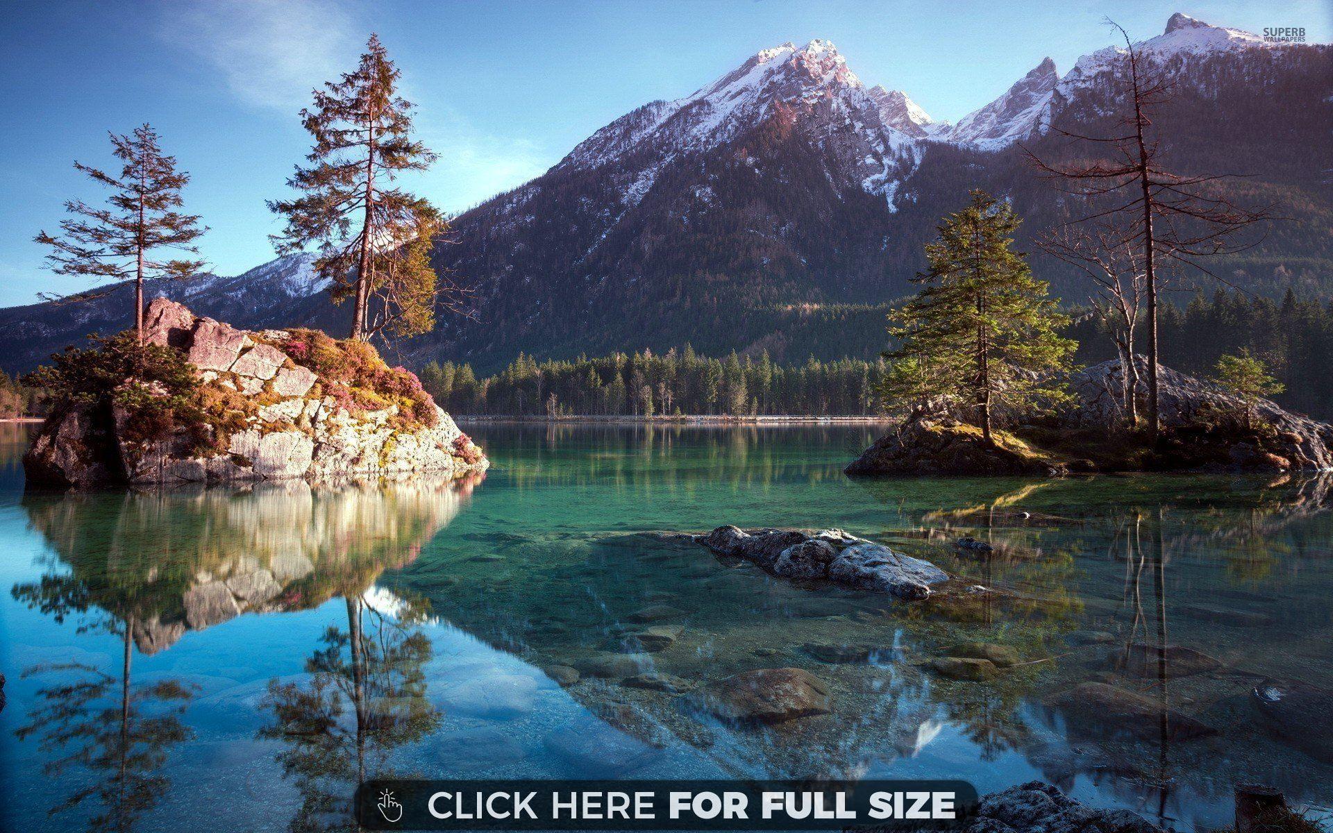 1920x1200 Small lake surrounded by snow wallpaper .com