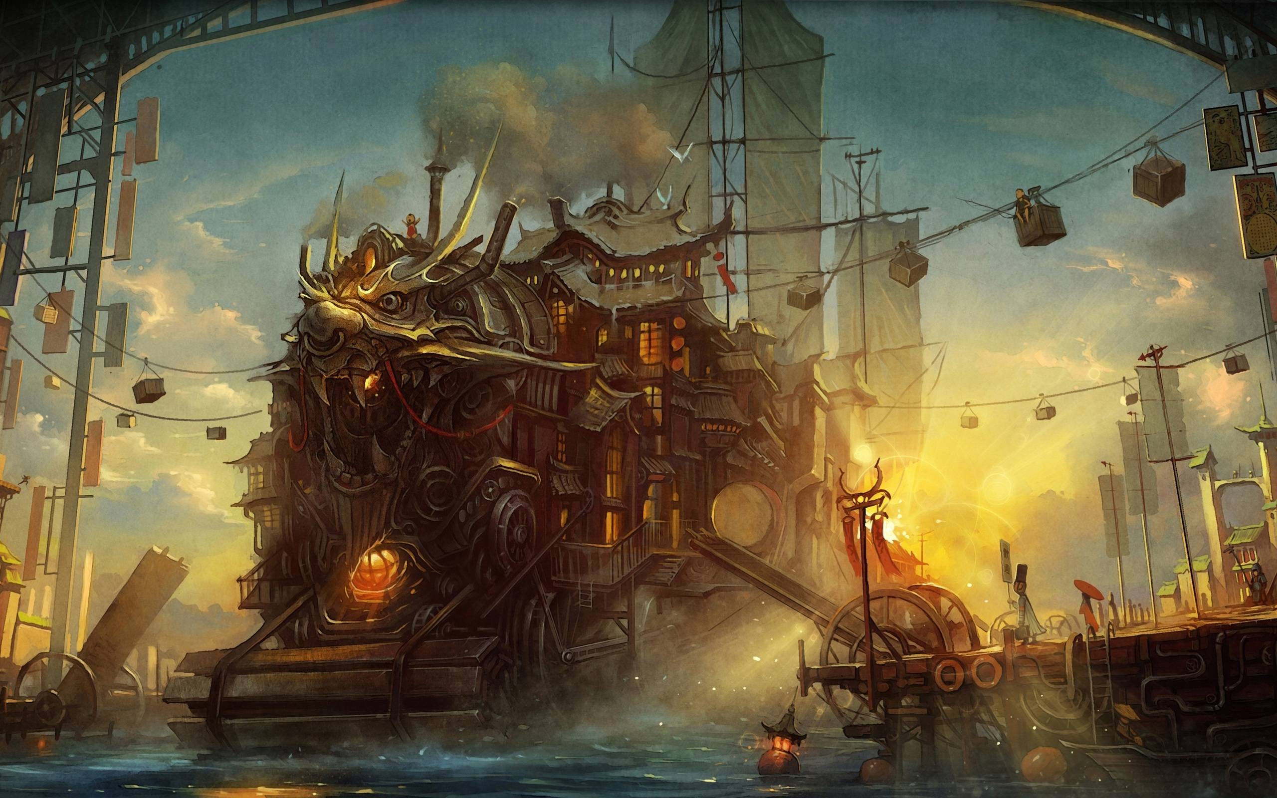 Steampunk Landscape Wallpapers Top Free Steampunk Landscape Backgrounds Wallpaperaccess