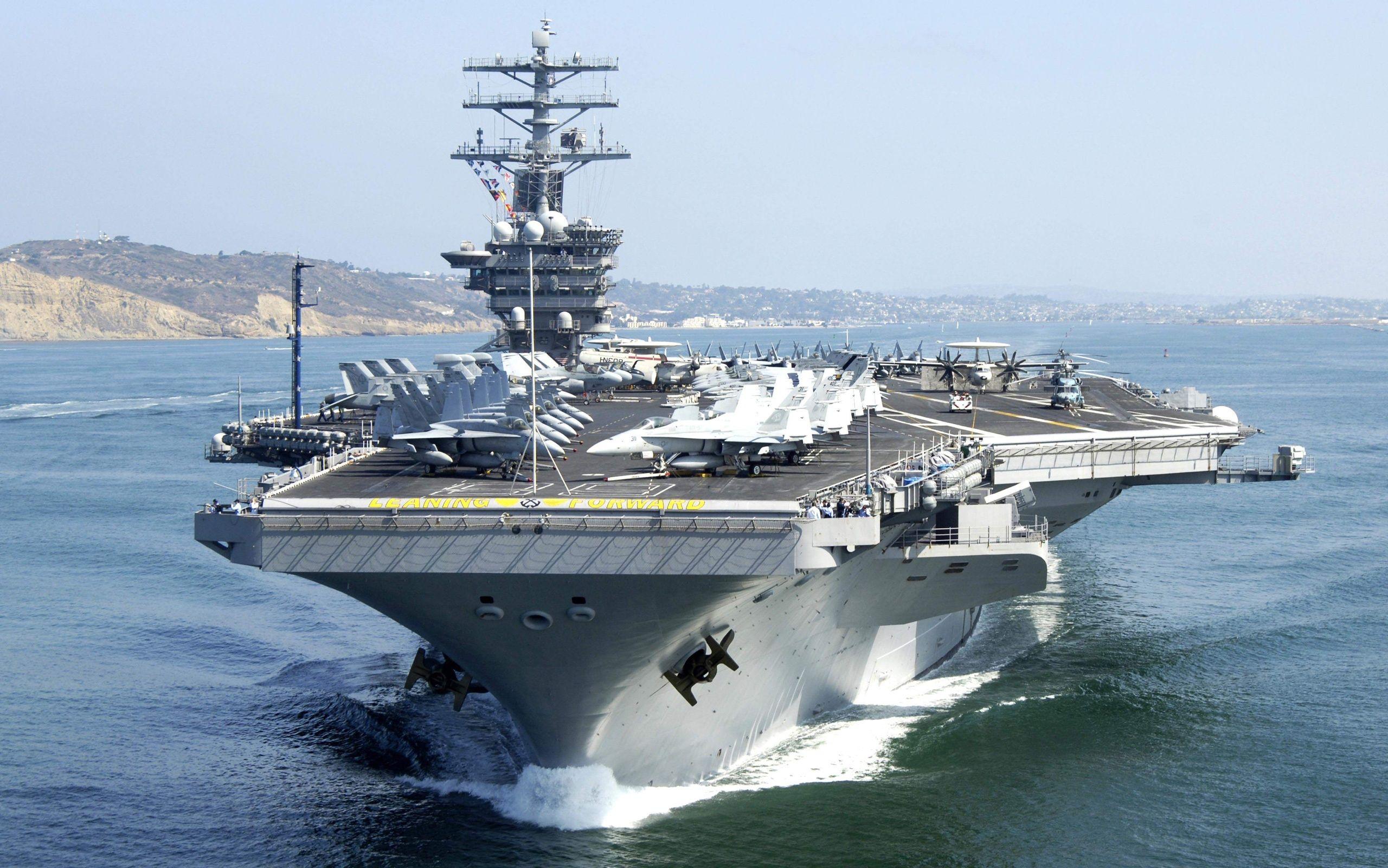2560x1600 Aircraft carrier, fighters, helicopters, sea wallpaper. aircraft