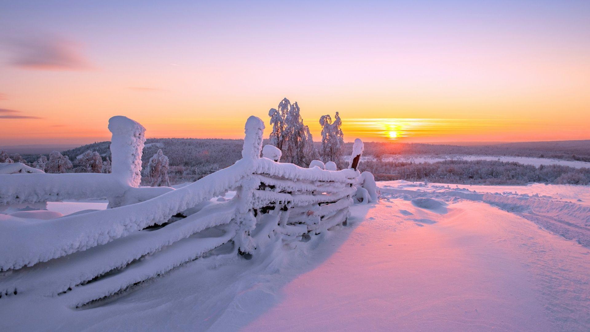 1920x1080 snow, Winter, Sunset Wallpaper HD / Desktop and Mobile Background