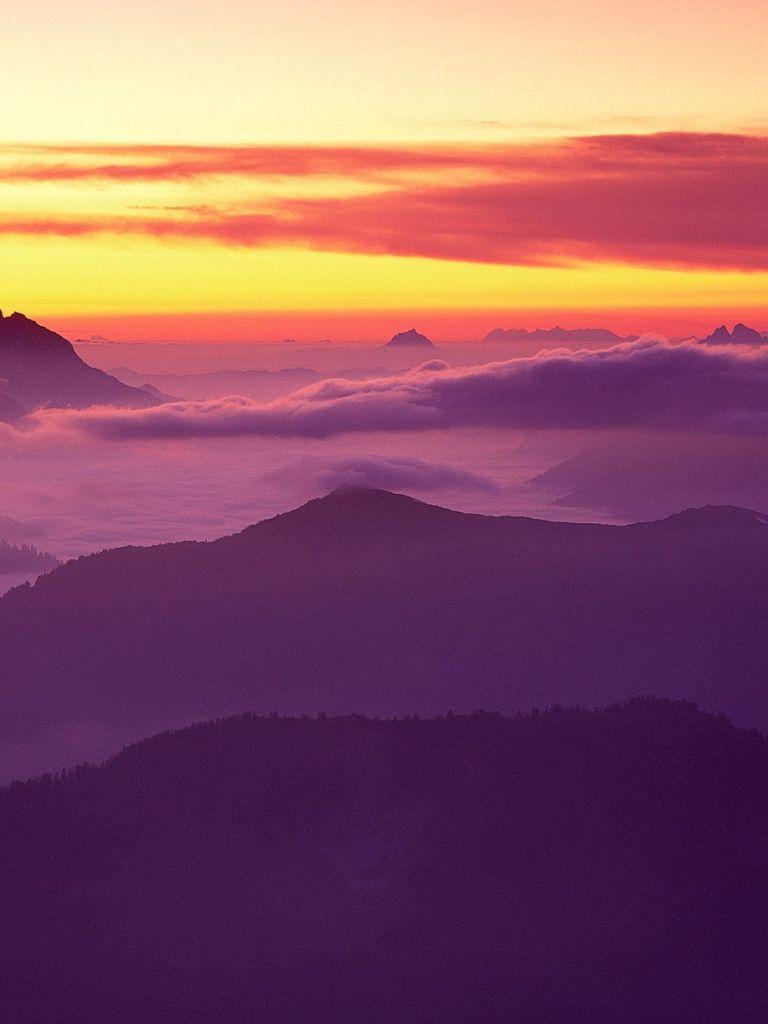 768x1024 Free download Snow Mountain Sunset .