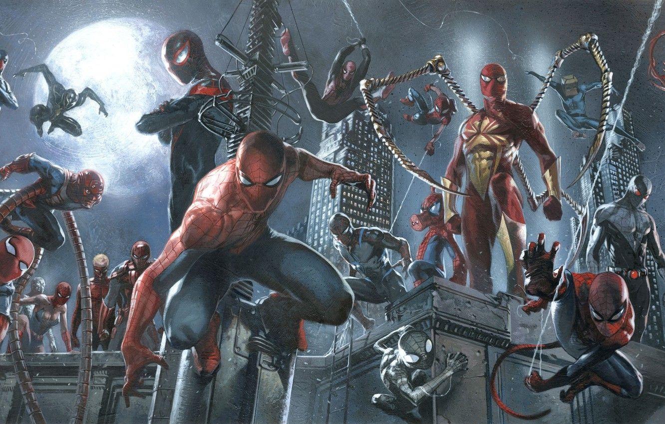 1332x850 Wallpaper marvel, spider man, spider girl, captain spider, miles morales, spider ham, spider verse, may parker, spider man spider man future foundation, iron spider, ghost spider, ultimate spider woman, doppelganger