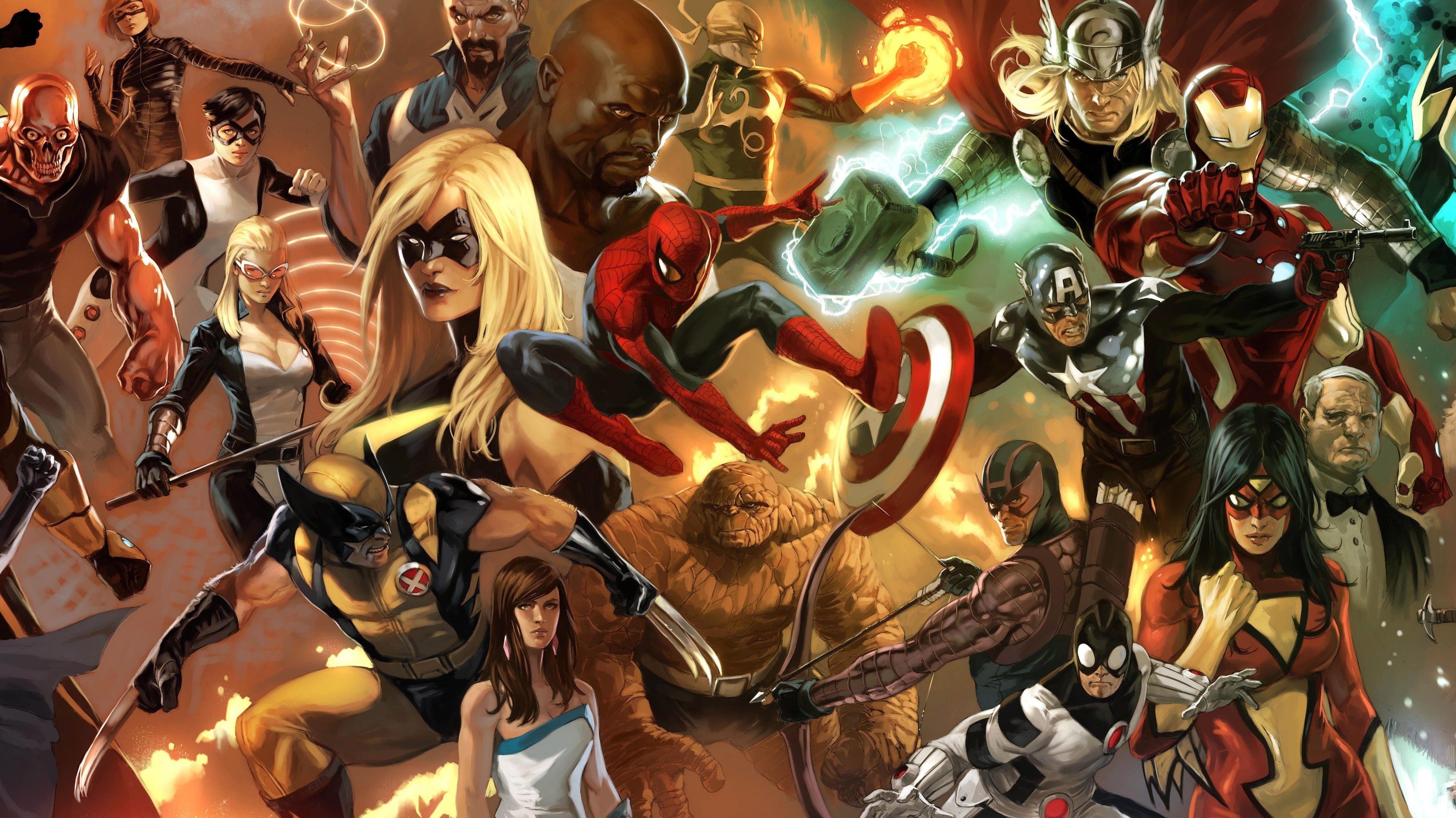 5111x2874 #Iron Man, #Wolverine, #Spider Man, #Marvel Comics, Wallpaper HD Wallpaper