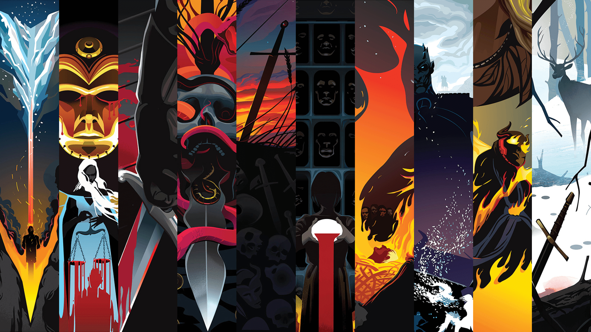 1920x1080 S5][All] A wallpaper I made depicting all the Beautiful Death image in one landscape, a reminder of Season 5 [1920x1080]: gameofthrones
